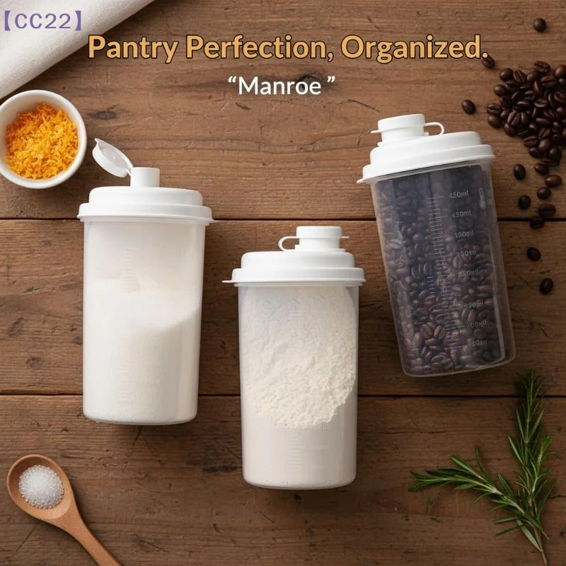 【CC22】Lot de 3 gobelets transparents portables de 450 ml avec échelle graduée, distributeur scellé pour farine, riz, sucre, et récipient pour herbes médicinales chinoises {C}