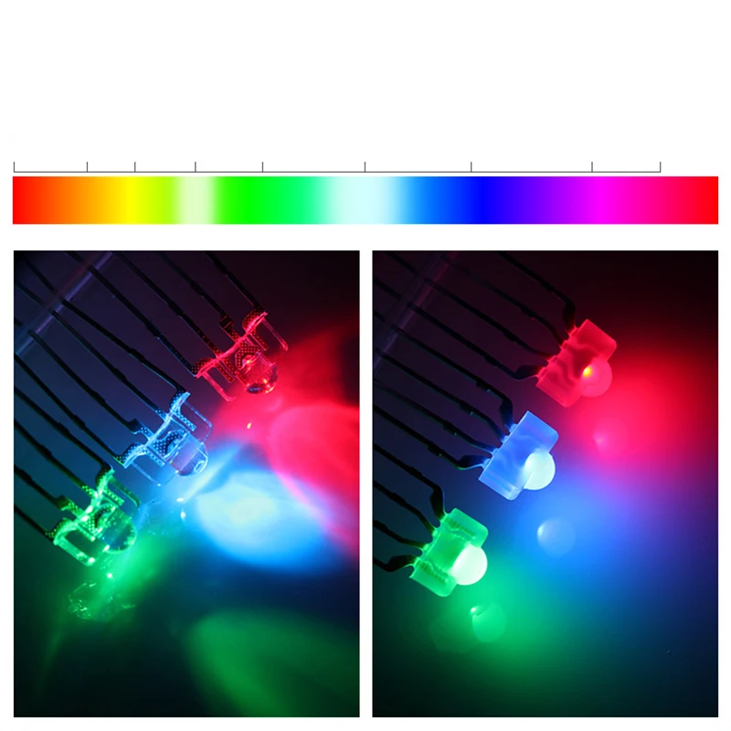 F3 3mm Keyboard Diode pemancar cahaya berkabut transparan LED RGB 4 Pin merah hijau biru umum anoda In-line manik-manik pencahayaan