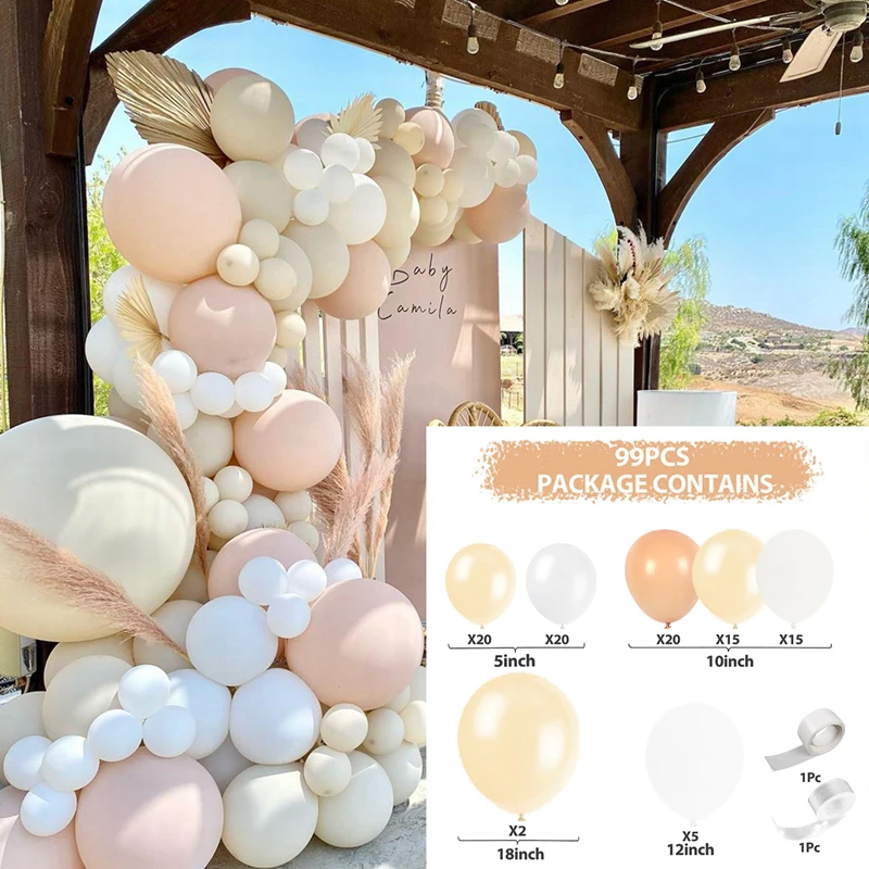 Apricot Coffee Brown Balloons Garland Arch Kit Wedding Birthday Party Decorations Kids Baby Shower Supplies Latex Balloon Globos