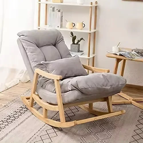 

For Nordic Home Furniture Factory Direct Wood Balcony Reclining Fabric Recliner Leisure Hotel Living Room Rocking Lounge Chair