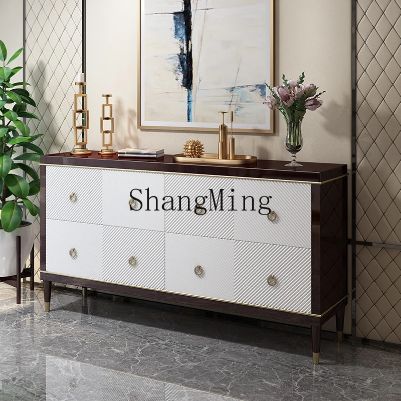 

CL light luxury solid wood chest living room entrance decorative storage simple modern chest bedroom storage