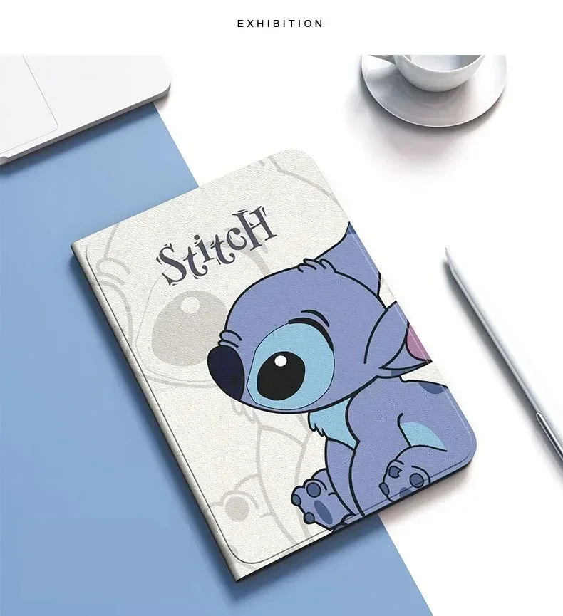 Cartoon Stitch Case For Samsung Galaxy Tab S8 TabS9 S7 Plus S7 FE Magnetic Trifold Stand Case for Tab S6 Lite 10.4 A8 X200 Case