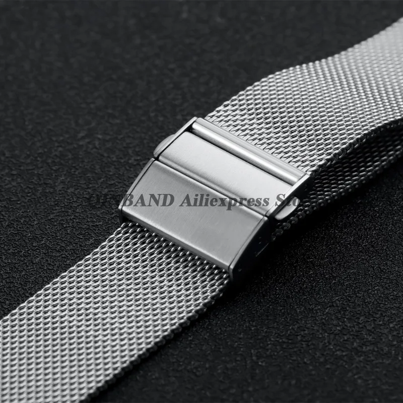 18mm 20mm 22mm Stainless Steel Watches Band Buckle Silver Double Press Folding Clasps Metal Strap Replacement Button Accessories