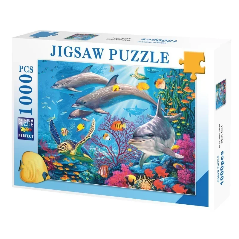 

75*50cm 1000pcs Jigsaw Puzzle Undersea World Animals Series Home Decoration Painting Adult Stress Relief Educational Toys