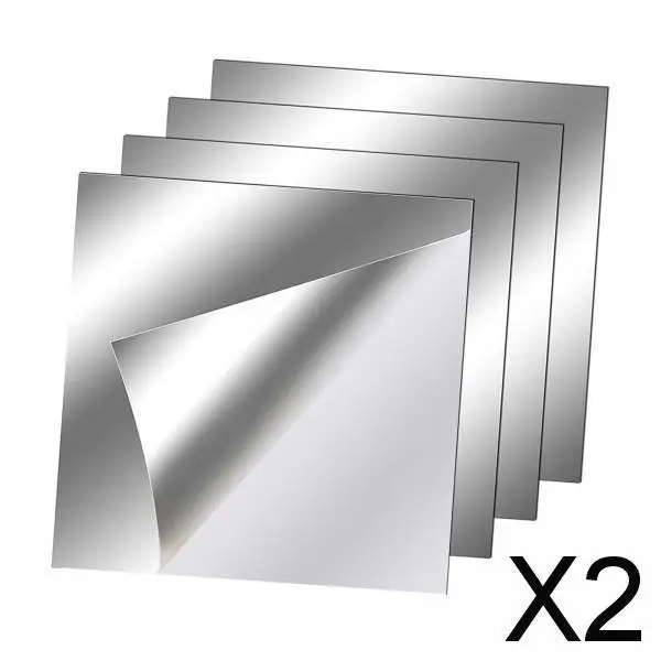 2 x 4 Pieces Square Wall Mirror Tiles Acrylic Frameless Full