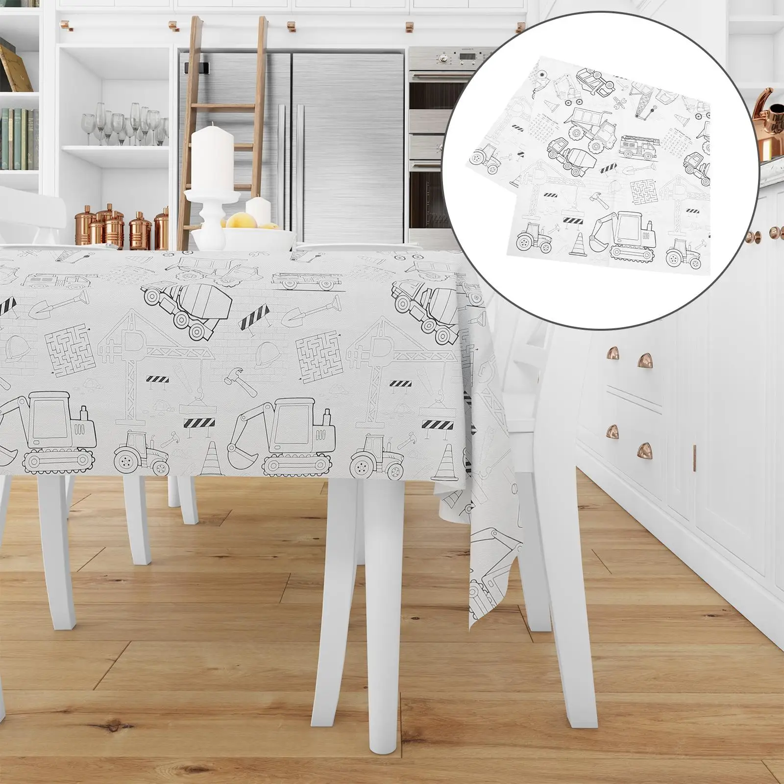 Engineering Car Theme Tablecloth 137x274cm Birthday Paper Home Dinner Protective Practical Long Use