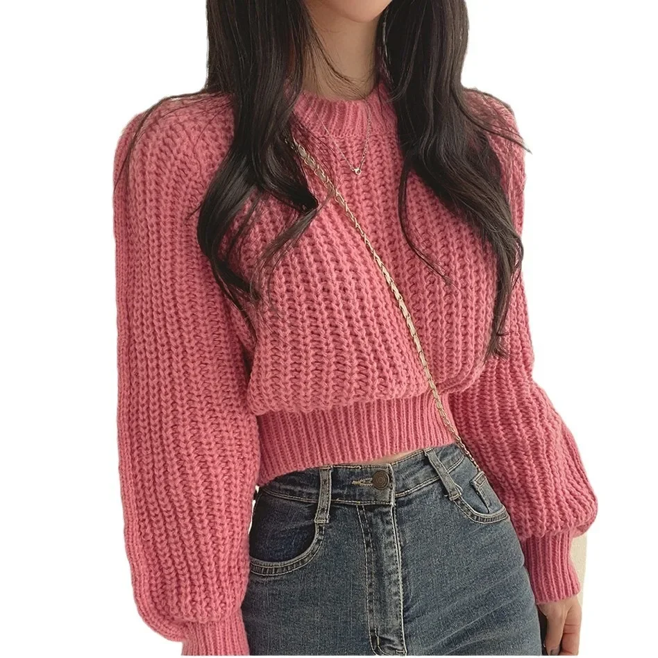 Women Sweaters and Pullovers Autumn Winter Short Hollow Out Knitted Sweater Female Solid Casual Long Sleeved Jumper Top