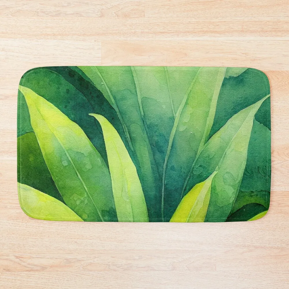 

Lush Green Botanical Tropical Leaves Bath Mat Absorbent Rug Set For Bathroom Bathroom Use Mat