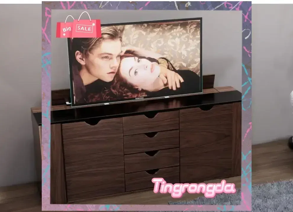AAcqy Hidden Intelligent Lifting Integrated TV Cabinet Remote Control Electric Opening Solid Wood
