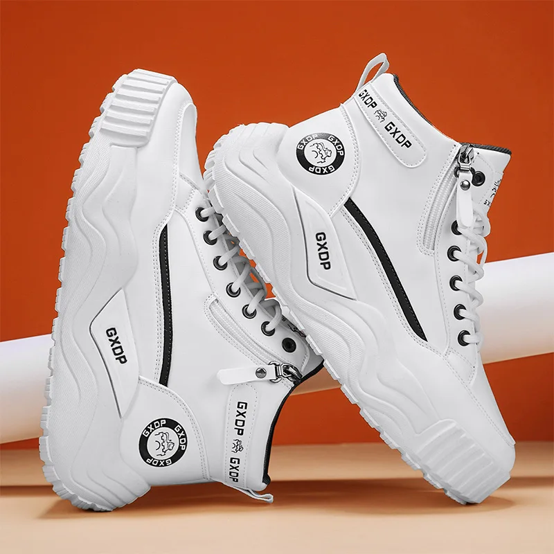 

New Fashion Ankle Boots Casual Outdoor Hiking Boots Shoes Male Sneakers Men Boots Autumn Leather Waterproof Mid-top Sports Shoes