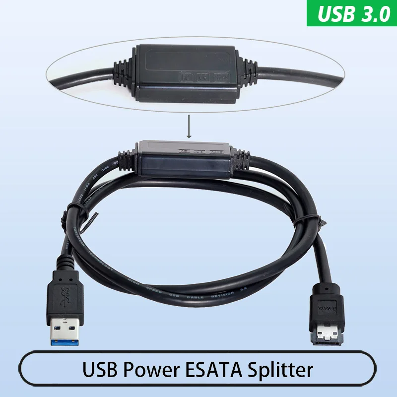 

Разделитель ESATA с питанием от USB, 2-в-1 к USB3.0 ESATA, разделенный на два удлинителя, скорость передачи данных 6 Гбит/с