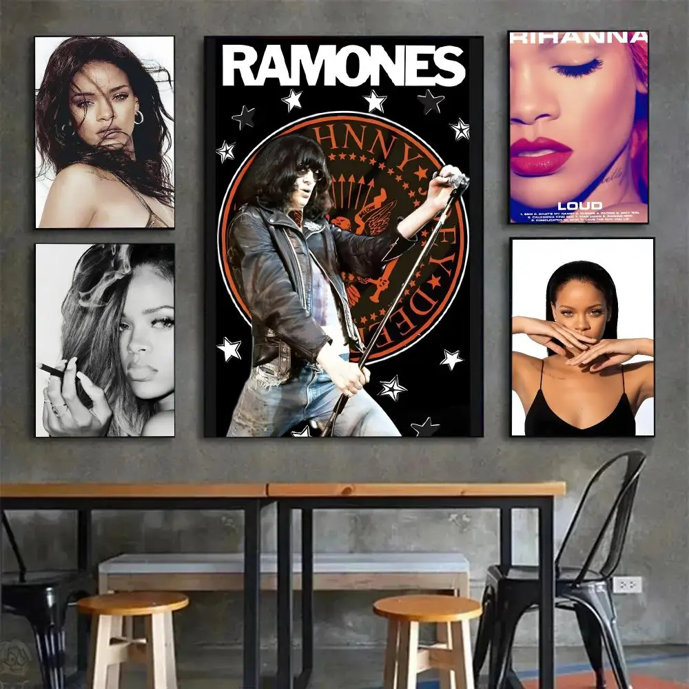 singer rnb pop R-Rihanna Poster Painting Wall Art Mural for Living Room Home Decor and Gifts
