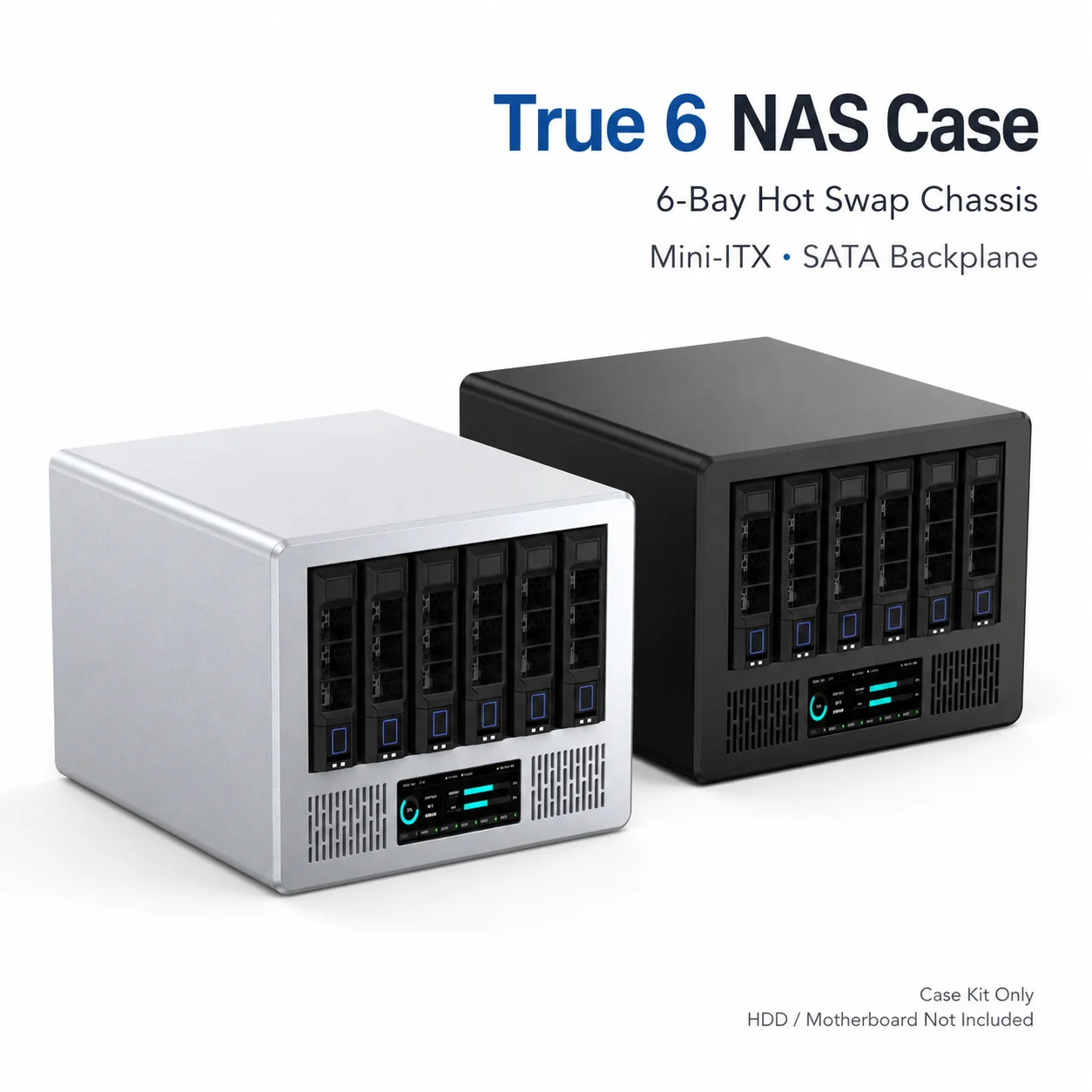 True 6 Aluminum NAS Chassis 6 Bay Hot Swap HDD SSD Enclosure Mini ITX Storage Server Case With SATA Backplane