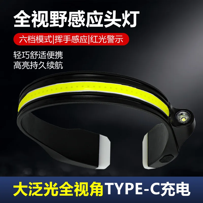 1PCS Wave Sensing Cob Silicone Headlight