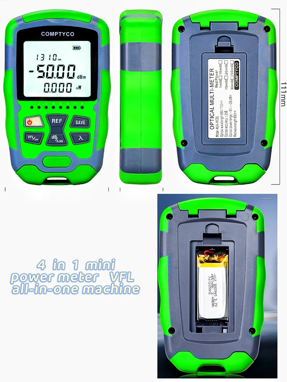 

Optical Multi-Meter Mini 4 in 1 -70~+10 -50~+26 Rechargeable Fiber Tester VFL Rj45 Network Testing LED Lighting 10mw 30mw 50mw