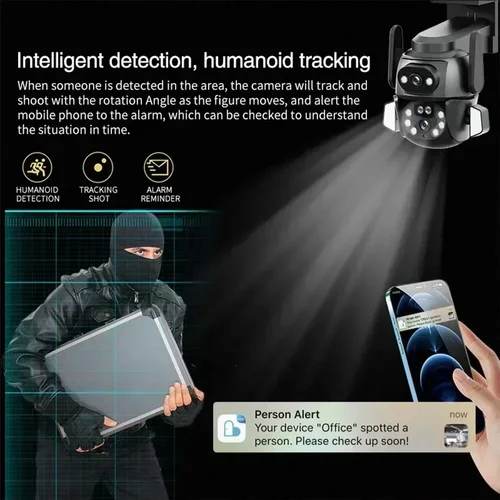 Imagen 2 del producto ANSVICAM Cámara de seguridad WIFI 4K 8MP con aplicación TUYA, pantalla dual, seguimiento automático AI Smart Life para cámara de vídeo CCTV
