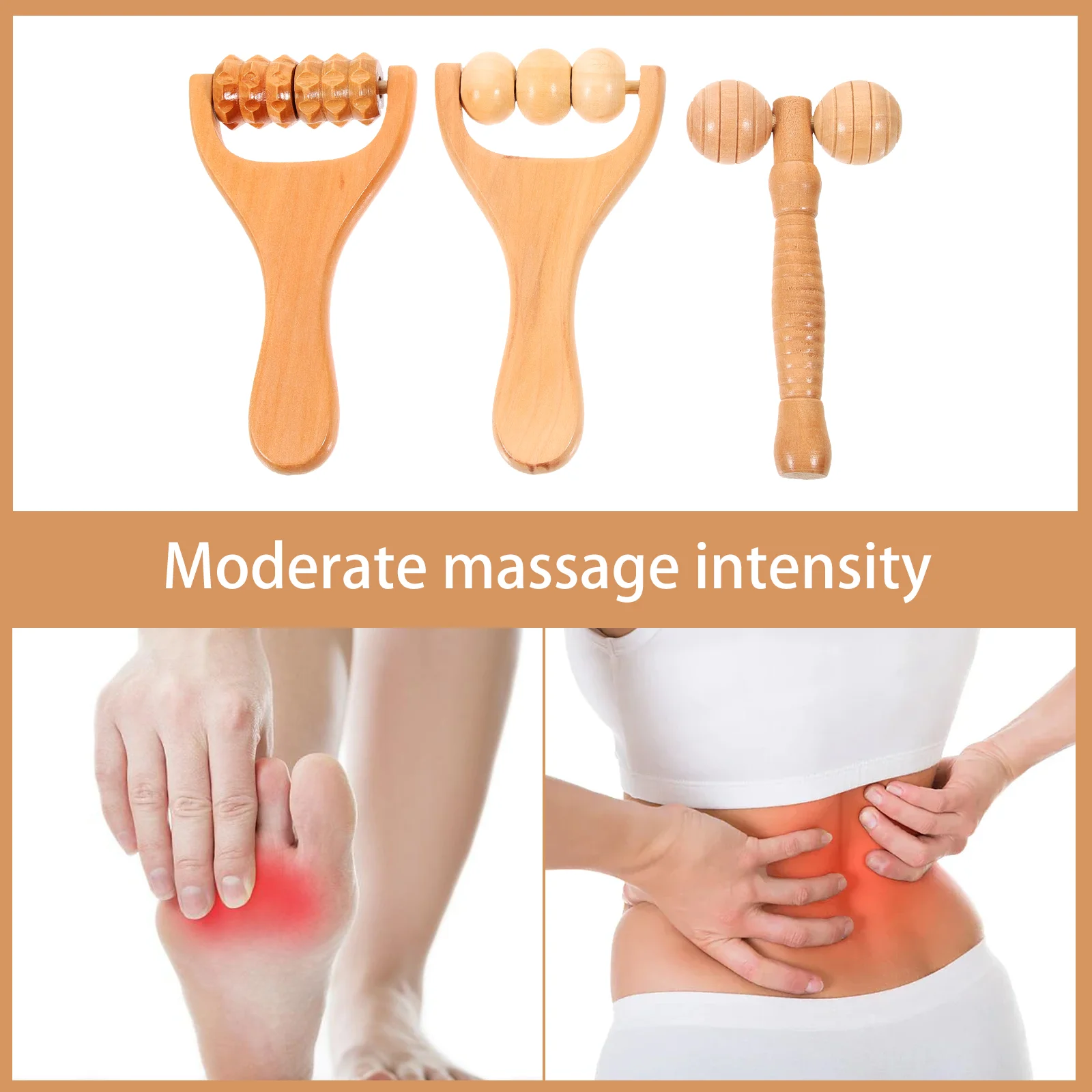 3 Pcs Leg Roller Neck and Waist Soothing Massage Tool 3pcs Massager Wooden Tools Foot