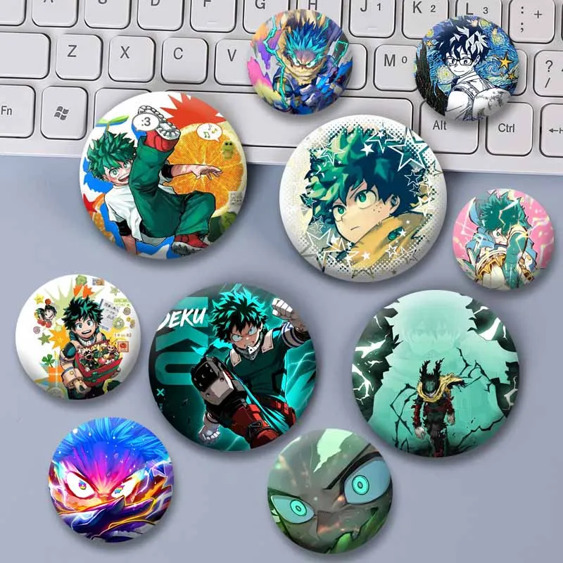 Anime Figure Midoriya Izuku Soft Button Pins Cartoon Role Playing Brooch Backpack Clothes Hat Badge Accessories Handmade Gifts