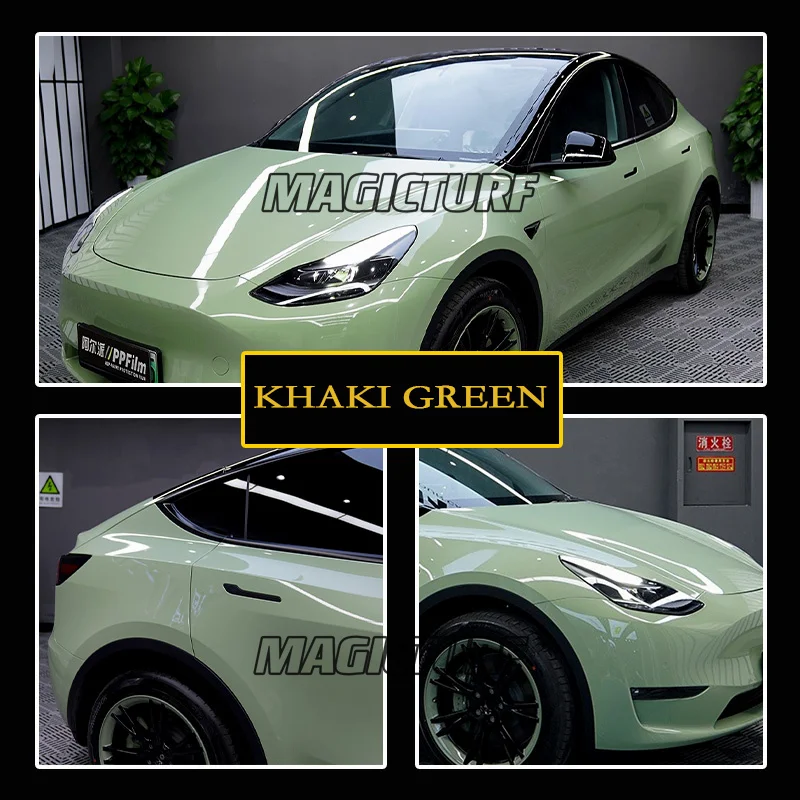 Crystal Khaki Green Change Color Vinyl Stickers Car Wrapping Film