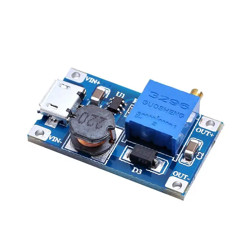 5pcs/lot MT3608 DC-DC Adjustable Boost Module 2A Boost Step Up Module with MICRO USB 2V - 24V to 5V 9V 12V 28V LM2577