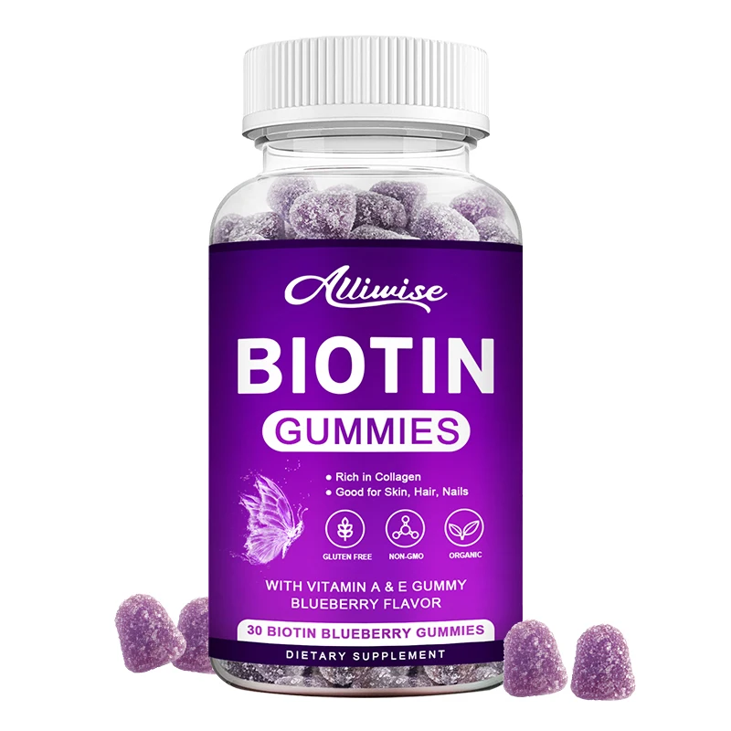 

Alliwise Biotin Gummies for Hair Growth with Vitamin A & E Vitamin Gummy Health Nail Skin Biotin and Collagen Supplement