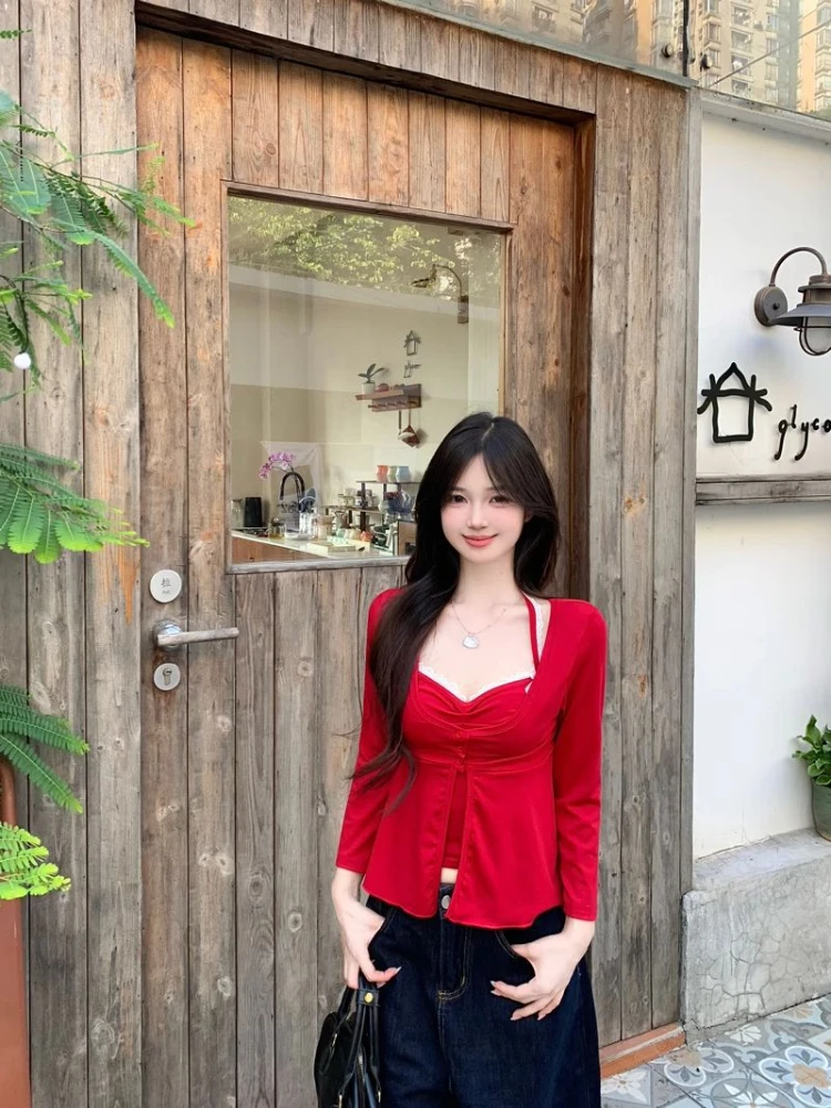 Harajuku ريترو الجمالية Y2K Em الفتيات طويلة الأكمام القوطي الشرير الصخرة الهيب هوب موضة تي شيرت مثير سليم شيك المرأة الشارع الشهيرTwo pi