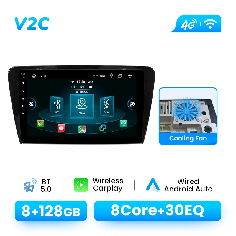 1920*720 IPS Draadloze CarPlay Android 14 Autoradio Speler Voor SKODA Octavia 3 A7 2013-2018 8 Core Multimedia GPS 4G Wifi DSP RDS