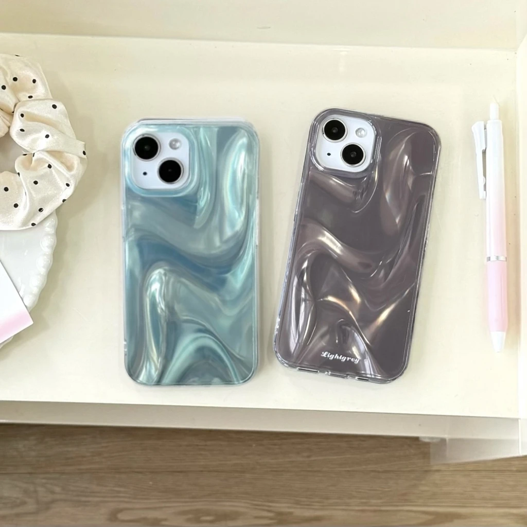Fortschrittliches grün-graues Satinmuster, glänzende, stoßfeste Handyhülle für iPhone 17, 16, 15, 14 Pro Max