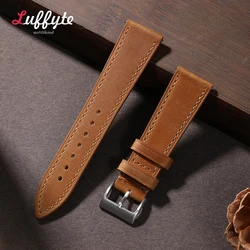 Retro Crazy Horse Cowhide Watch Strap 18 19 20 21 22mm Casual Comfortable Watch Accessories Watch Watchband