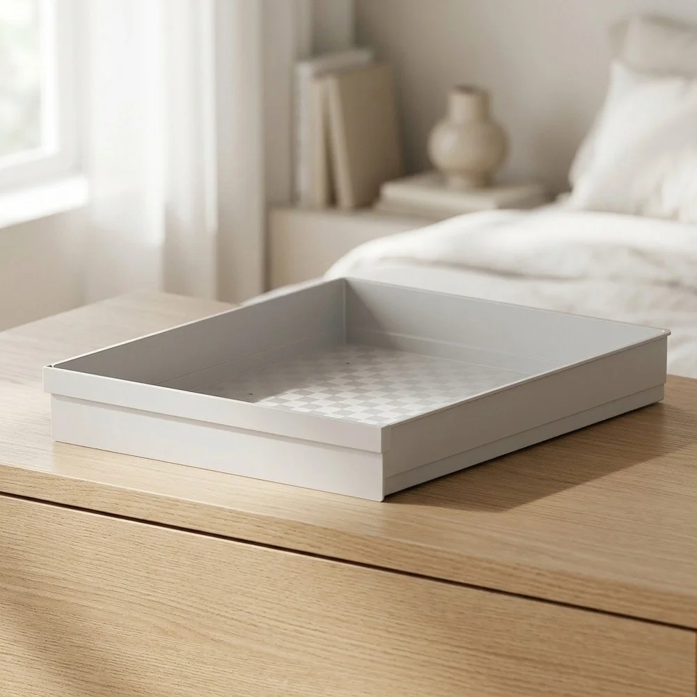 White Kitchen Drawer Organizer Pull-Out Design for Cabinets No Lip Required 38 cm x 8 cm x 43 cm PP Construction