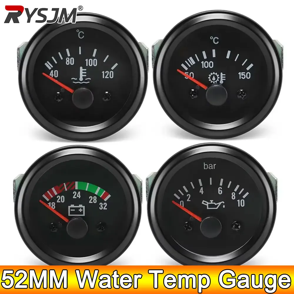 

AD 24 В 52 мм Черный датчик температуры воды 150 градусов Цельсия Датчик температуры масла Пресс-метр масла 10 бар Вольтметр Грузовик Автомобильные инструменты