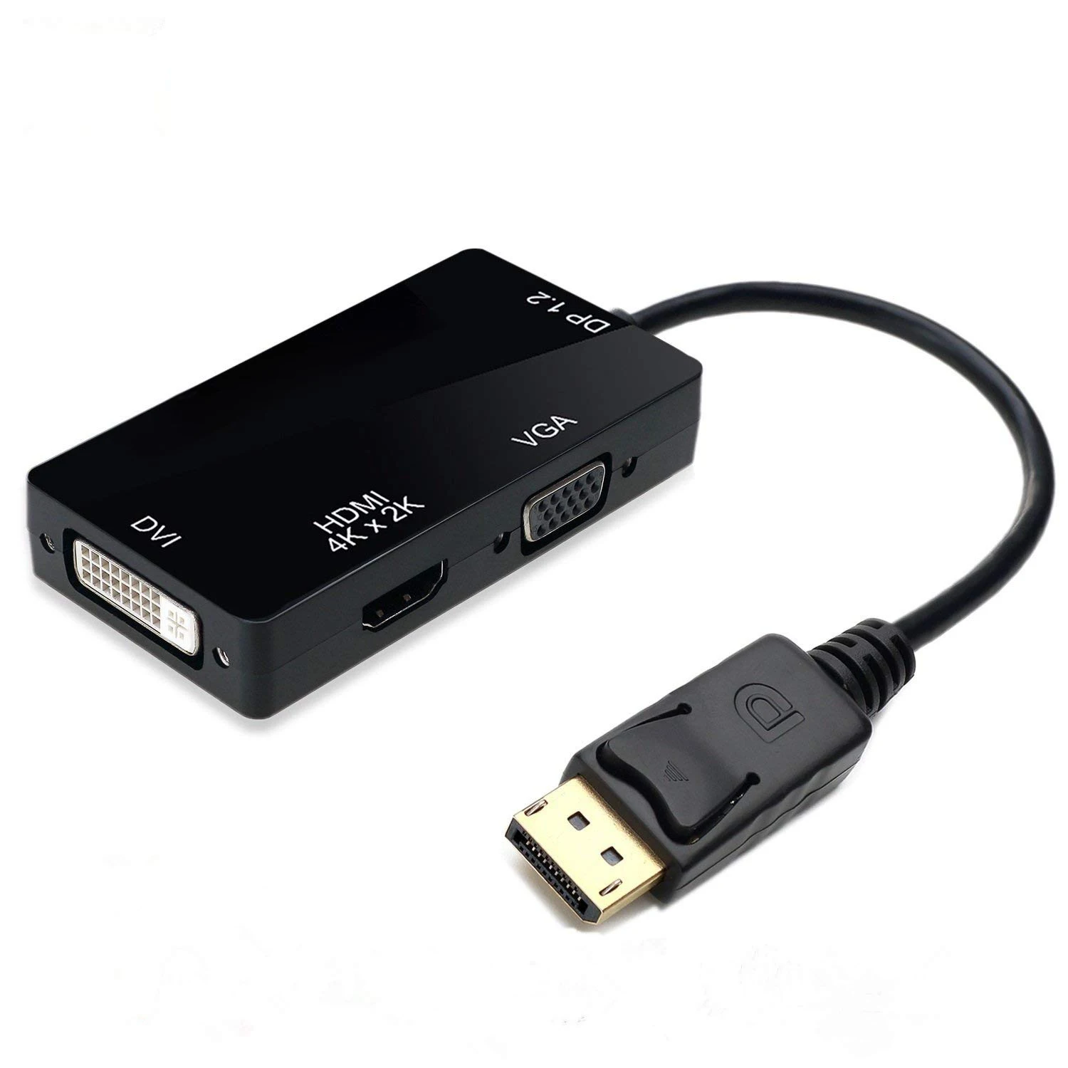 

DisplayPort 1.2 to HDMI 4K DVI VGA 3 in 1 Multi-Function Cable Adapter Converter