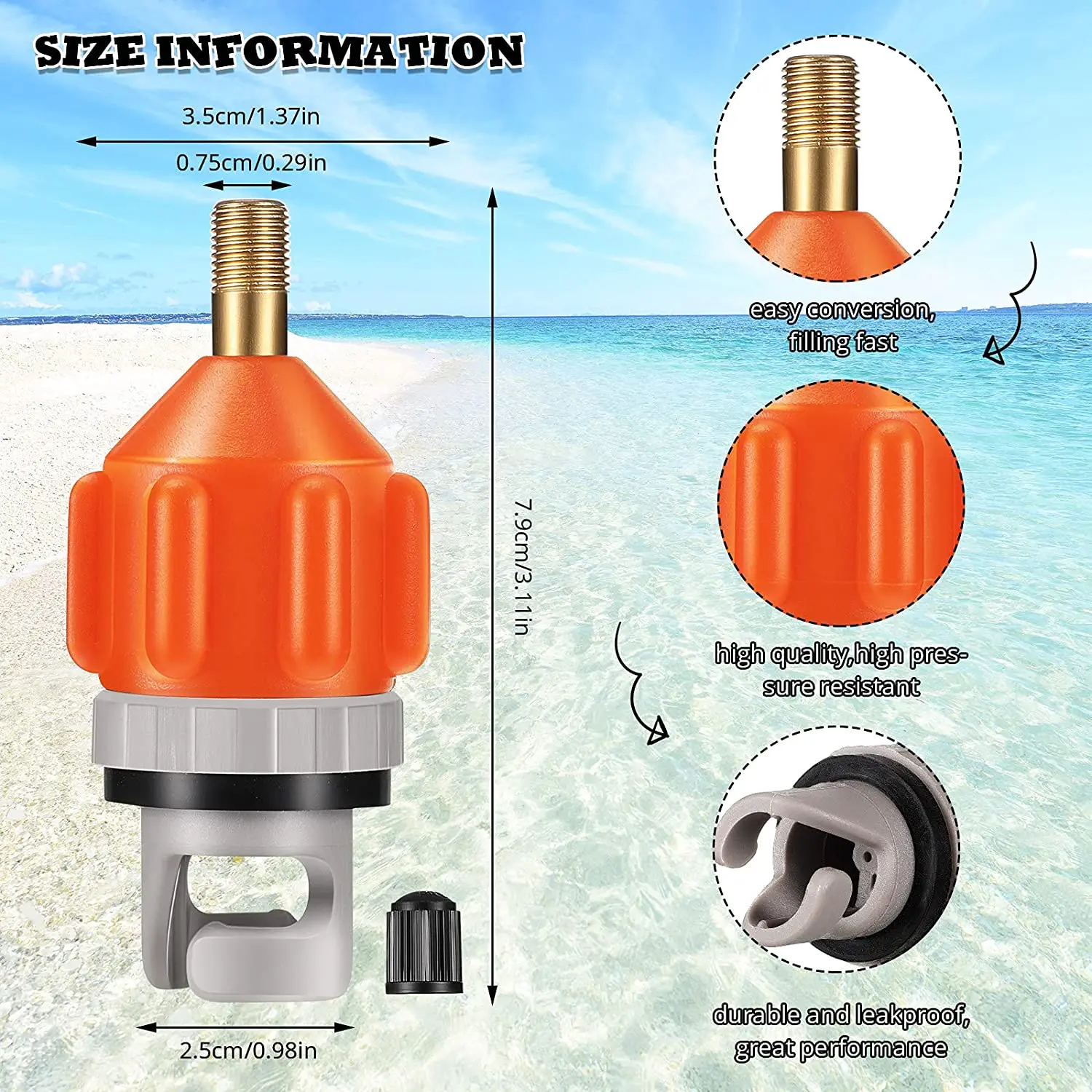 Durable Air Valve Adaptor Wear-resistant Rowing Boat Air Valve Adaptor Nylon Kayak Inflatable Pump Adapter for SUP Board