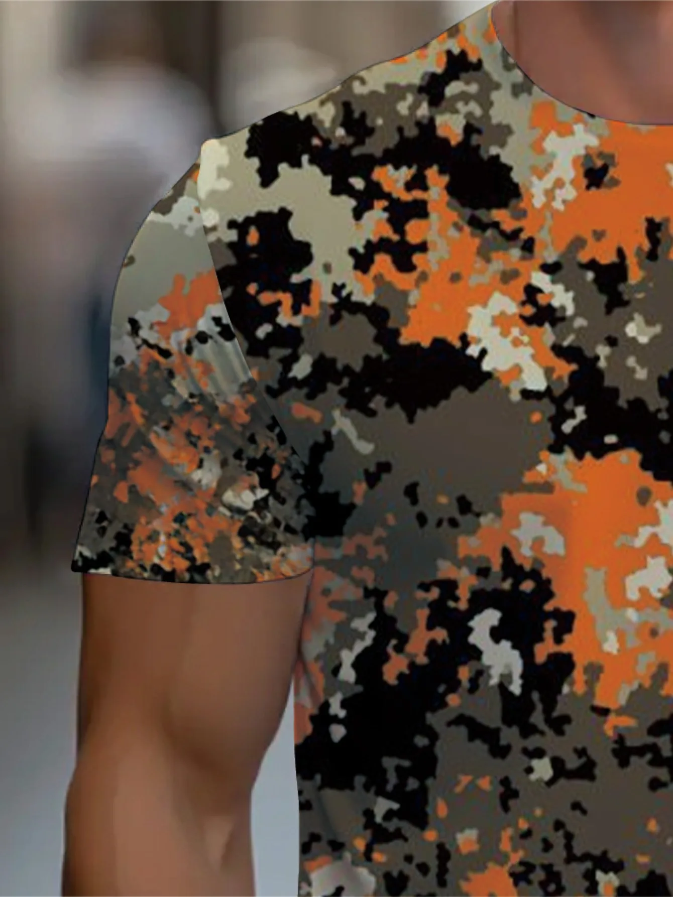  تي شيرت رجالي مموه مع طباعة جريئة ثلاثية الأبعاد أنيق بأكمام قصيرة ورقبة دائرية تي شيرت غير رسمي لملابس غير رسمية بلوفر صيد السمك #4