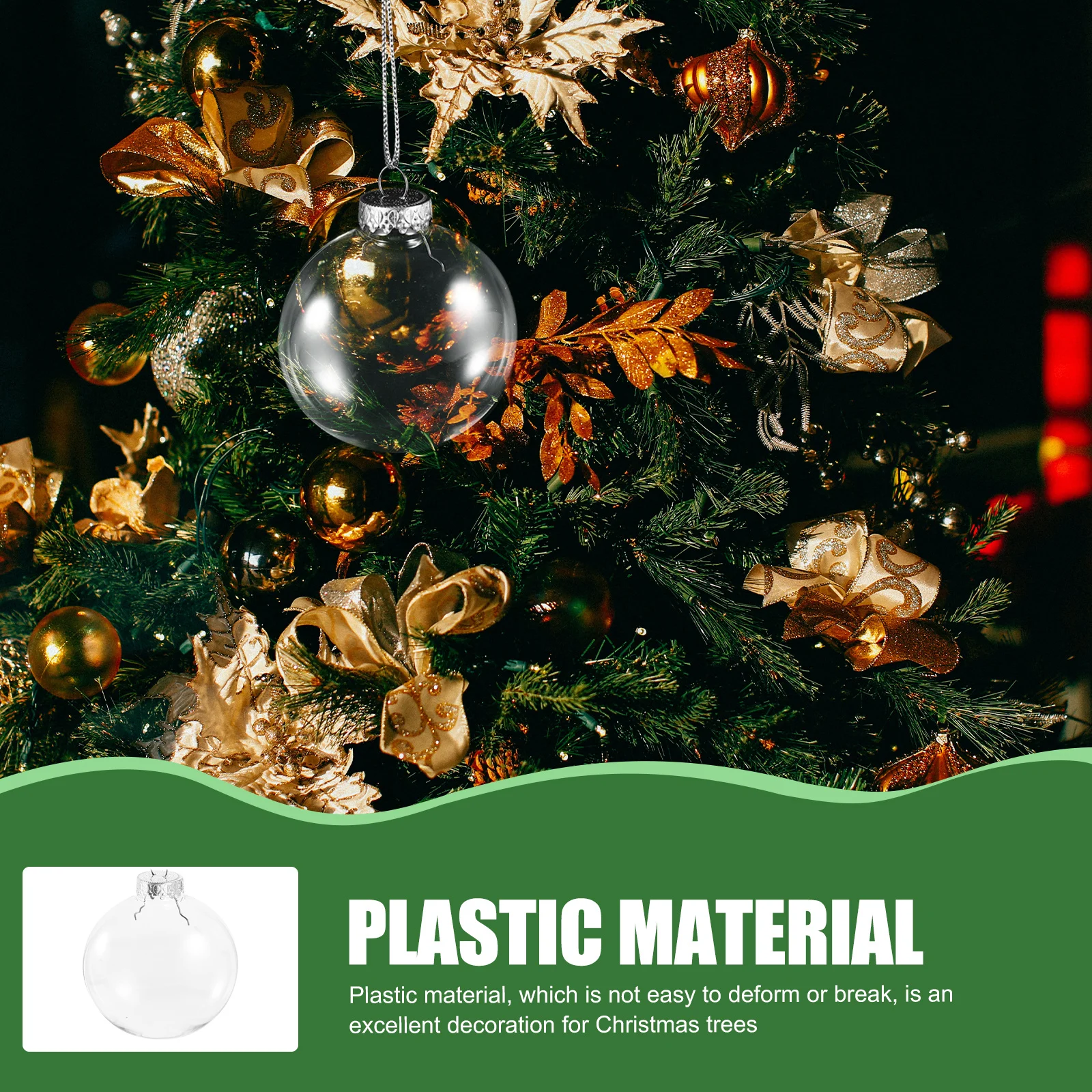 

12pcs Hollow Christmas Balls Clear Plastic Decorative Ornaments For Xmas Tree Party Wedding Holiday Garden Fence Railing