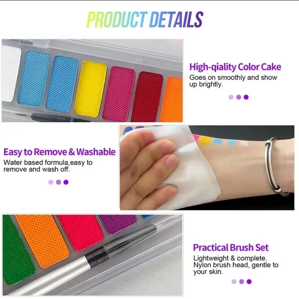 Multicolour Luminous Body Face Painting Kit Makeup Colorful Luminous Body Art Painting Easy To Clean Non-toxic