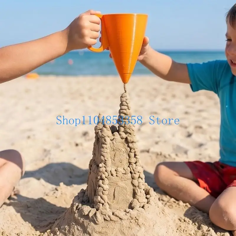 652F Plastic Sand Castles Tool Cones Funnel with Easy to Grip Side Handle for Beach Bucket Sandbox Tables Outdoor Pretend Sand