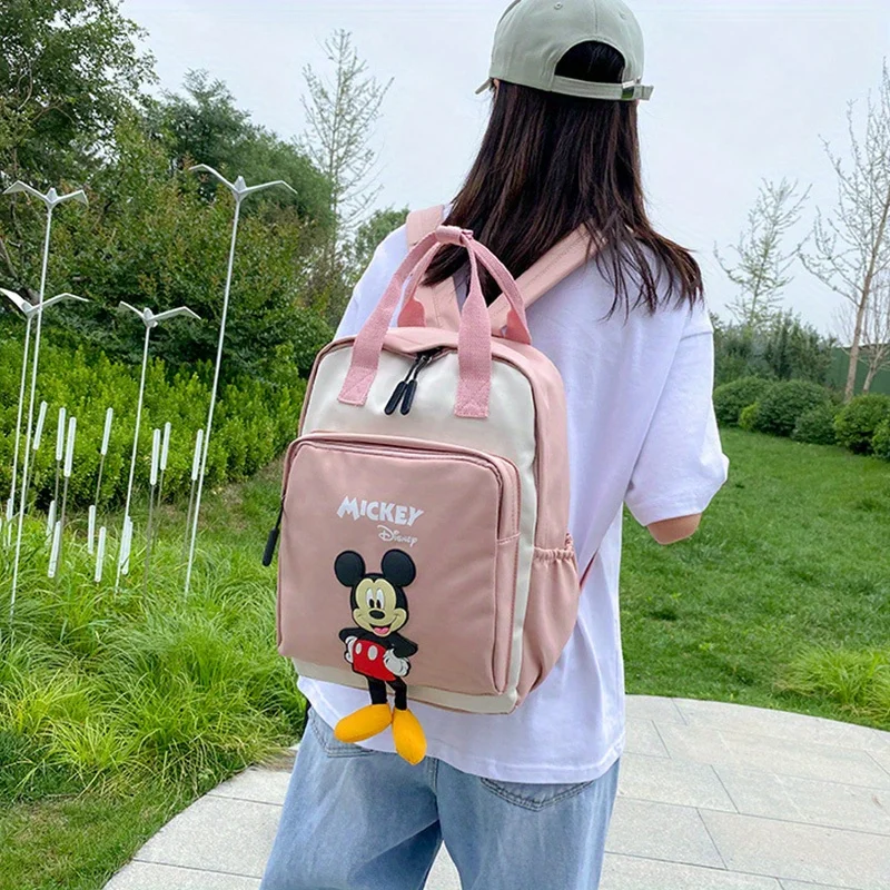 1pc ins new cartoon backpack, nylon waterproof fabric, Mickey pendant, backpack, handbag are all suitable