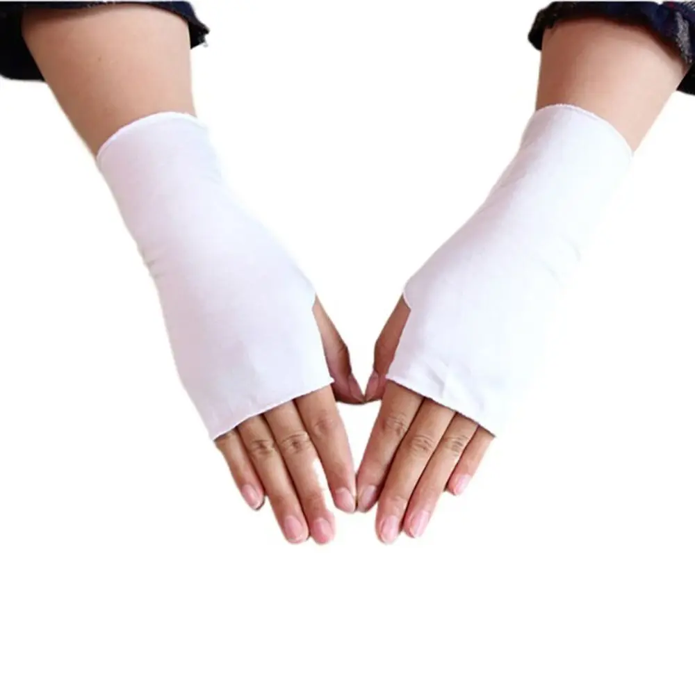 Short Summer Sunshade Anti-ultraviolet Solid Color Half-finger Gloves Fingerless Gloves Driving Mittens Sunscreen Gloves