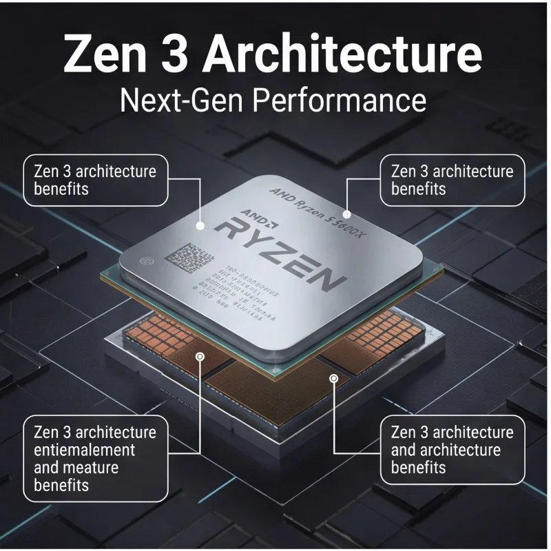 R5 5600X Unlocked Desktop Processor Zen3 AM4 Socket Chip For Streaming 3A Game Computer Assembly view 4