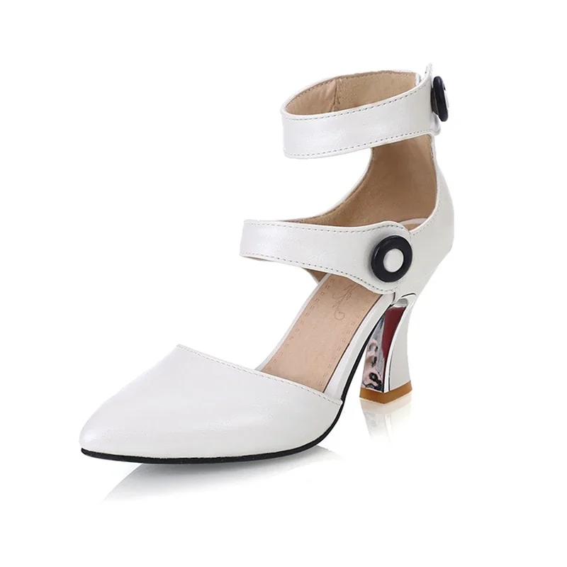 

Zapatos De Mujer, женские сандалии, пикантные туфли-лодочки на высоком каблуке с острым носком, удобная женская обувь на блочном каблуке с пряжкой, размер 31-43, 921-6