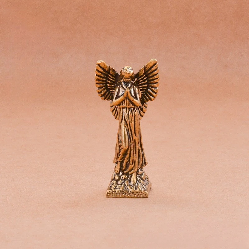 1 PC Cute Cupid Mini Craft Brass Praying Angel Small Ornament Home Decoration Accessory Unique Copper Figurines Lovely Present