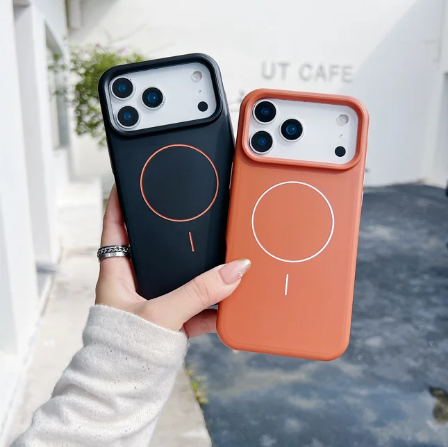 حافظة MagSafe بأزرار ملونة نافذة عدسة كبيرة مقاومة للصدمات متعددة الألوان لسلسلة iPhone13-17 2025 جديد