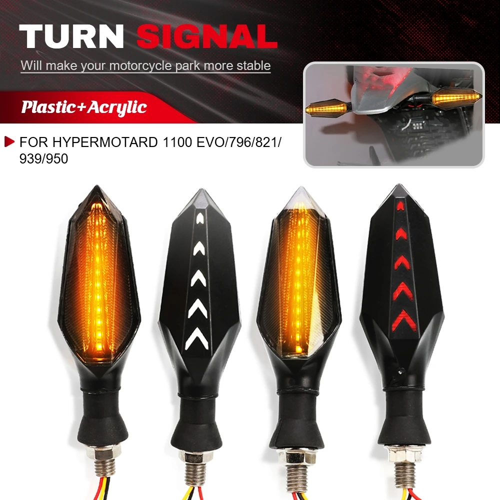 For DUCATI HYPERMOTARD 1100 EVO/796/821/939/950 Universal LED Turn Signal Lamp Sequential Flowing Flash Indicator Lights