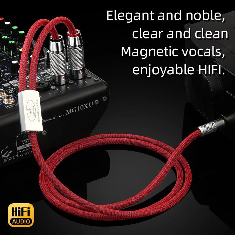 ATAUDIO 6N Sterling Silver HiFi 6.5 to 2XLR Cable for Decoder Mixer Amplifier Jack 6.35mm 6.5mm Stereo to 2XLR Audio Cable