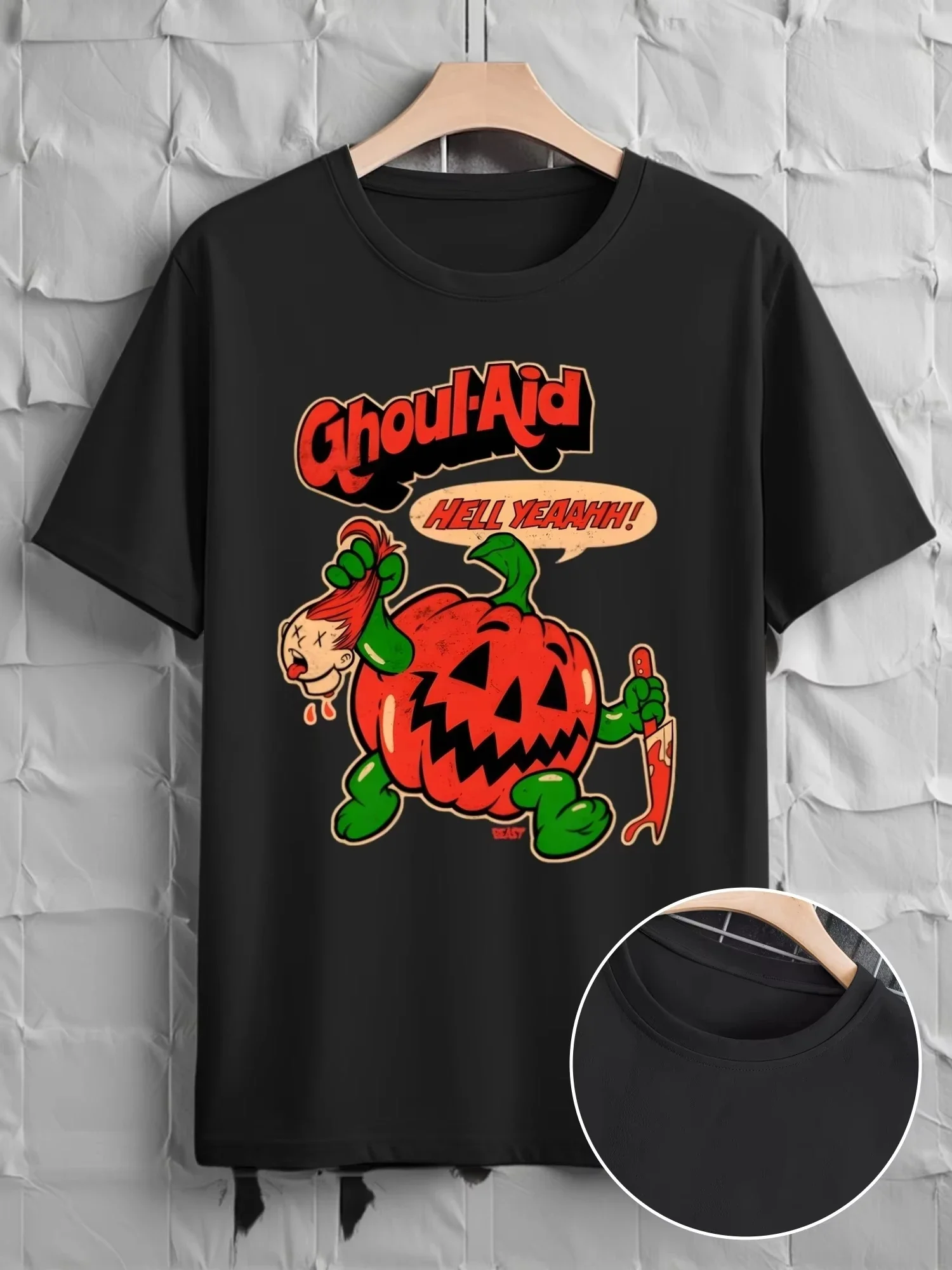 Men's Halloween Fun Print T-Shirt Casual Short Sleeve Round Neck Top with Unique Graphics Street Trend Y2K Unisex Harajuku
