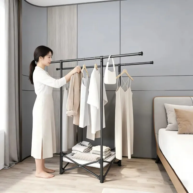 Metal curling hanger with hanging rod and hook, with fixed feet