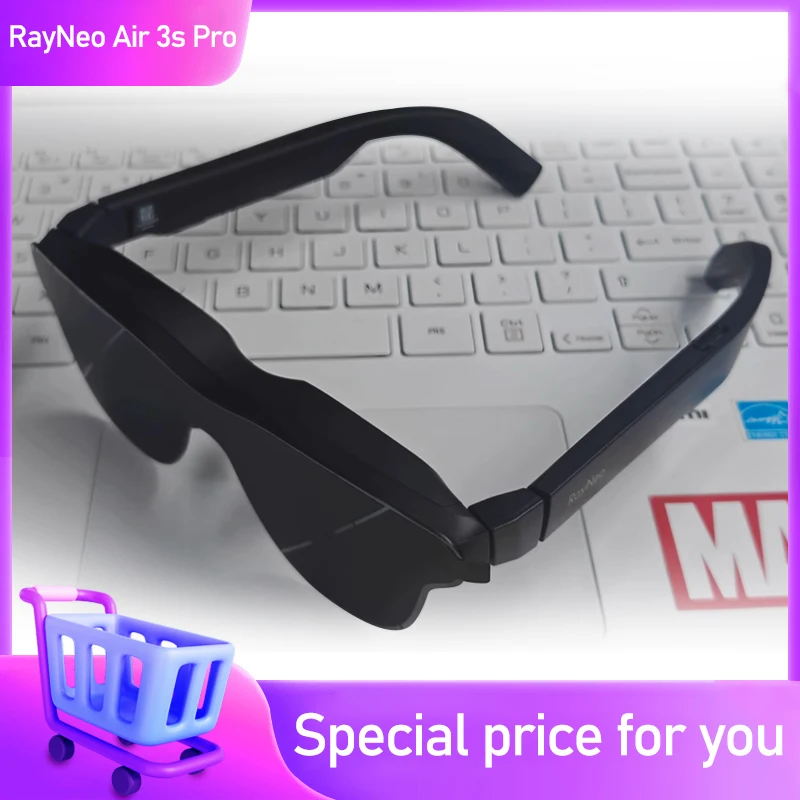 RayNeo Air 3s Pro Smart AR Óculos Óculos inteligentes Tela HD de 135 polegadas para visualização XR Óculos 1200Nits de brilho, som surround 3D