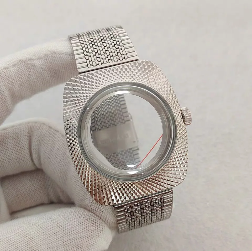 

Men Women 36.5MM Double Dome Glass Engraved Silver Accessories Suitable for Japan Seiko NH34NH35 NH36 NH70 Movement Case NO LOGO