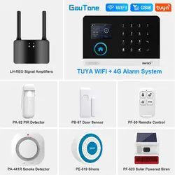 Gautone-sistema de alarma inalámbrico 4G para seguridad del hogar, Control remoto con Sensor de puerta, funciona con Panel Alexa, Tuya Smart Home